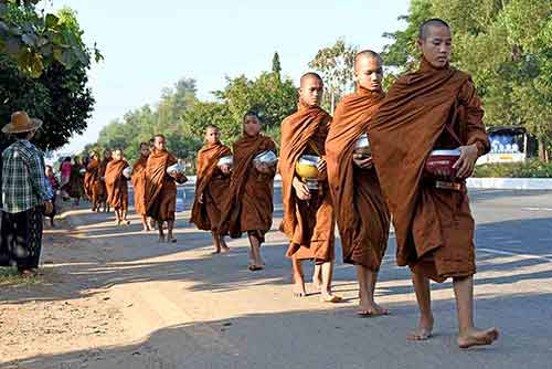 monks collecting alms-AsiaPhotoStock