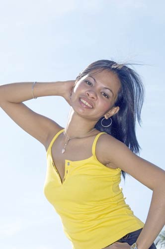 filipina in yellow-AsiaPhotoStock