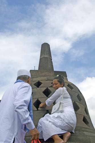 borobudur in white cloth-AsiaPhotoStock