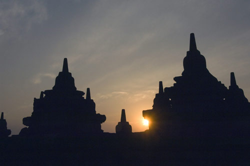 silhouette at borobudur-AsiaPhotoStock