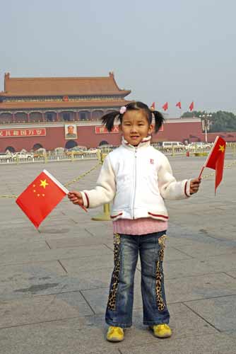 china girl with flags-AsiaPhotoStock