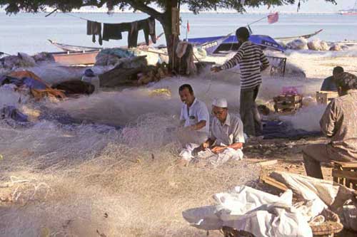 fishermen mending nets-AsiaPhotoStock