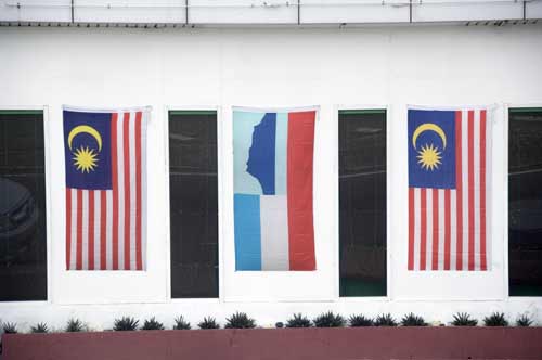 flags on a wall-AsiaPhotoStock