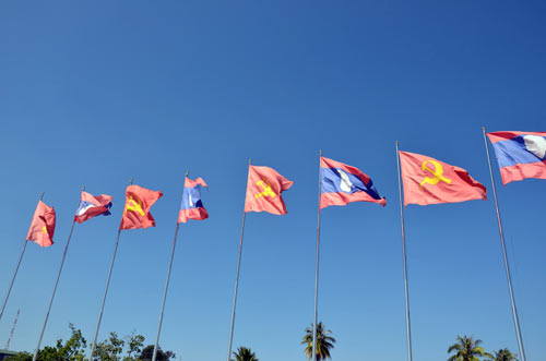flag laos-AsiaPhotoStock