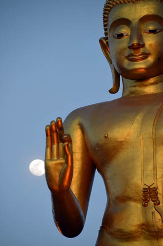 hand buddha and moon-AsiaPhotoStock