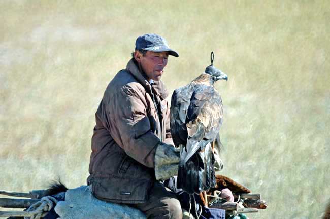 khazak with falcon-AsiaPhotoStock