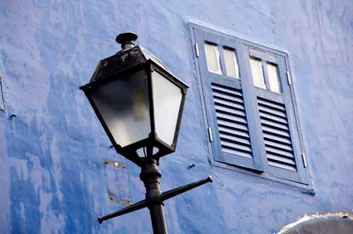 lamp with blue wall-AsiaPhotoStock