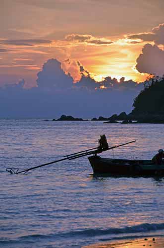 long boats at sunset-AsiaPhotoStock