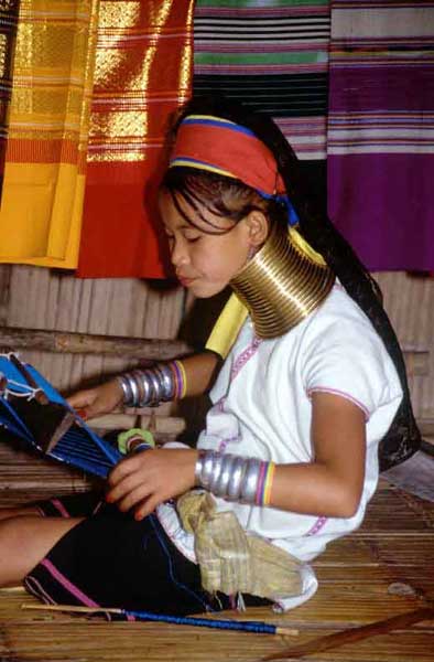 long necked girl weaving-AsiaPhotoStock