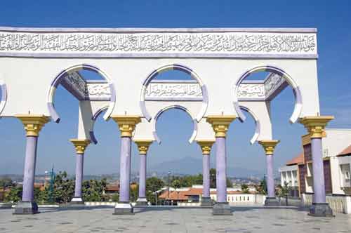 mosque and volcano-AsiaPhotoStock