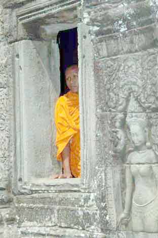 monk at ta prohm-AsiaPhotoStock